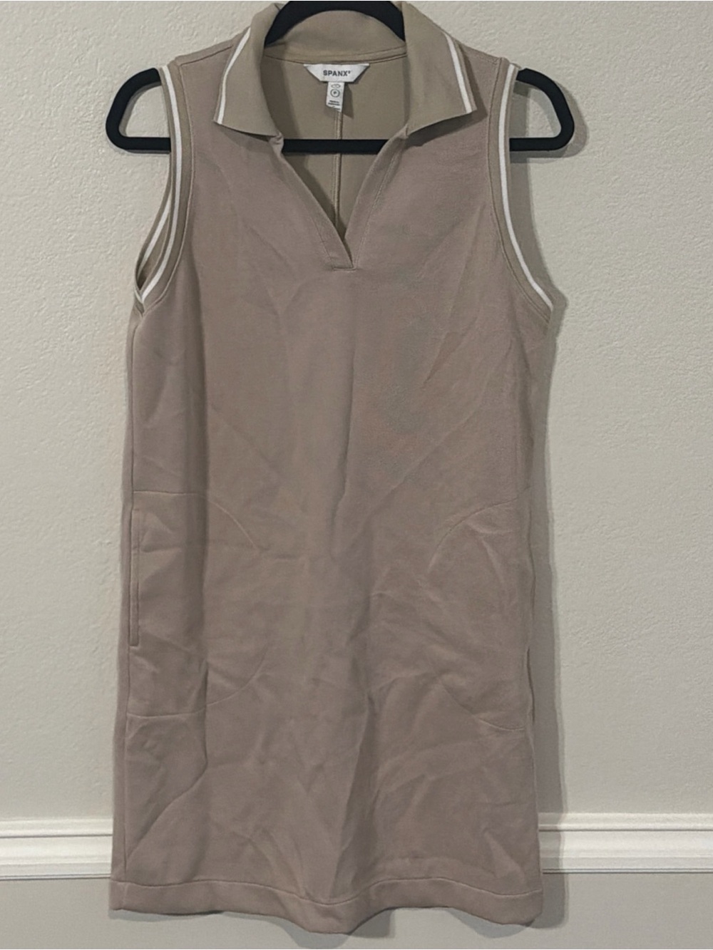 Spanx AirEssentials Pique Polo Tank Dress Womens Small Ashwood Relaxed Athletic